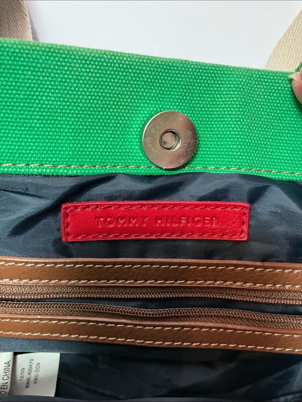 Tommy Hilfiger Madras Striped-Handle Plaid Small Canvas Tote - Picture 5 of 5